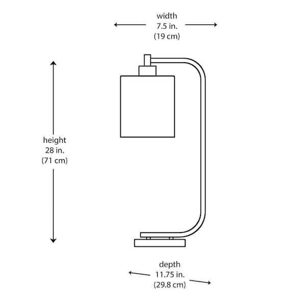Cline 28 in. 1-Light Black Table Lamp with Clear Glass Shade