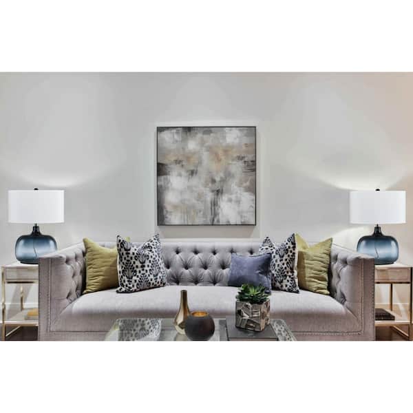 24.25 in. Ocean Blue Glass Table Lamp with Shade