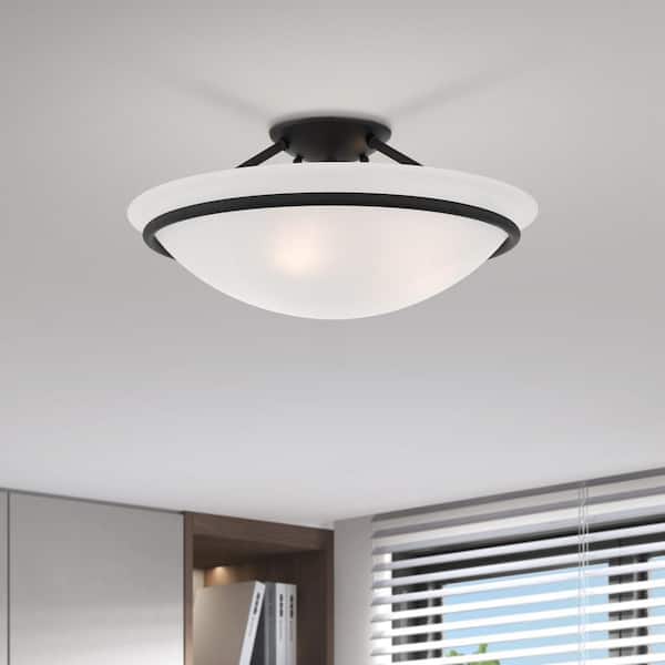 Walcott 3-Light Ceiling Black Incandescent Semi-Flush Mount