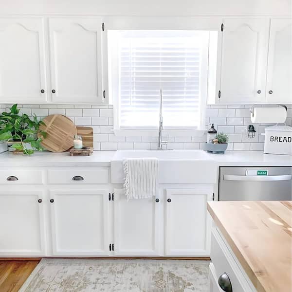 Josephine 34 in. 3-Hole Quick-Fit Drop-In Farmhouse Single Bowl Crisp White Fireclay Kitchen Sink