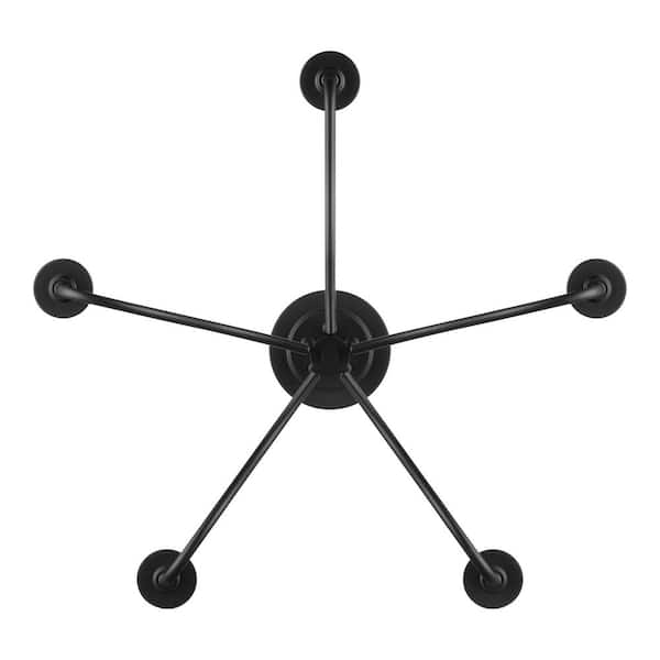 Canemeadow 22 in. 5-Light Matte Black Semi-Flush Mount Light