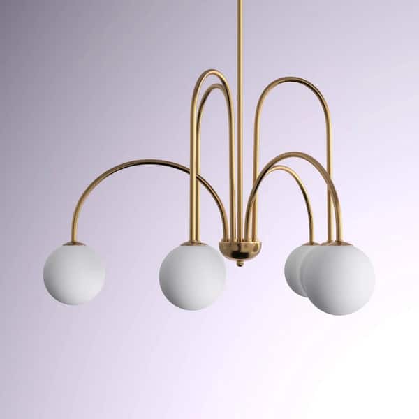 6-Light Golden Modern Empire Chandelier Candle Pendant Light Fixture With Glass Shade