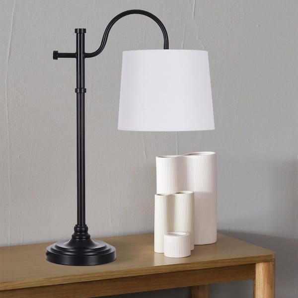 Carver 21 in. Black Downbridge Table Lamp with White Shade