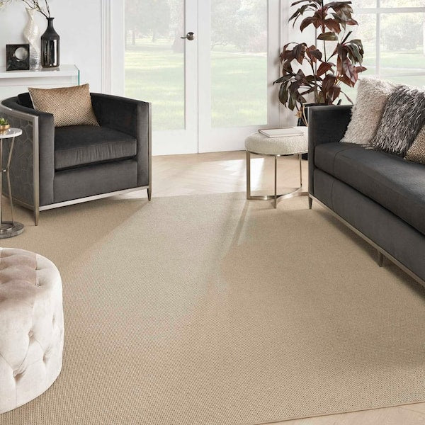 Terrain - Hazelnut - Beige 13.2 ft. 34 oz. Wool Loop Installed Carpet