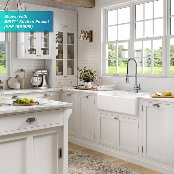 Turino Matte White Fireclay 33 in. Single Bowl Farmhouse Apron Kitchen Sink
