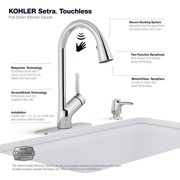 Setra Single-Handle Touchless Pull-Down Sprayer Kitchen Faucet in Polished Chrome