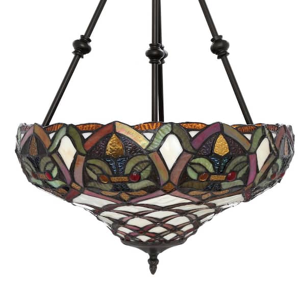 Tiffany 2-Light Baroque Bronze Hanging Pendant Lamp