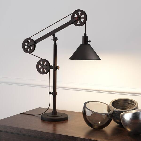 Descartes 29 in. Blackened Bronze Table Lamp with Pulley System table l
