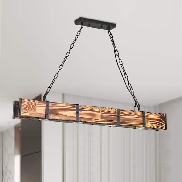 Nashville 4-Light 12-Watt Wood Integrated LED Wood Kitchen Island Linear Pendant