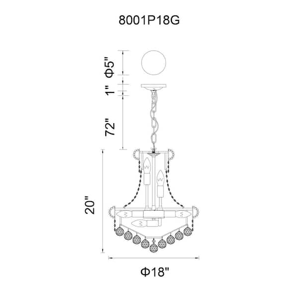 Empire 8 Light Down Chandelier With Gold Finish