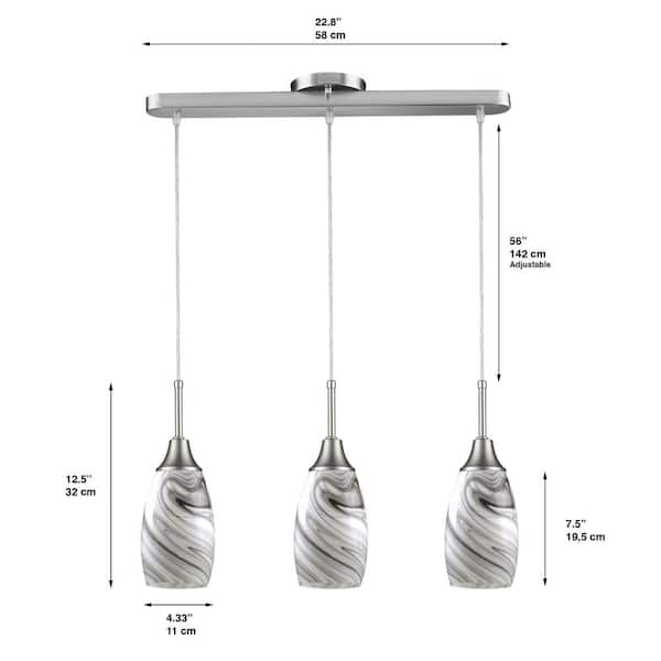 Peak 3-Light Black and Grey Pendant