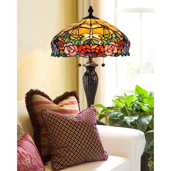 27 in. Fieldstone Table Lamp with Hand Rolled Art Glass