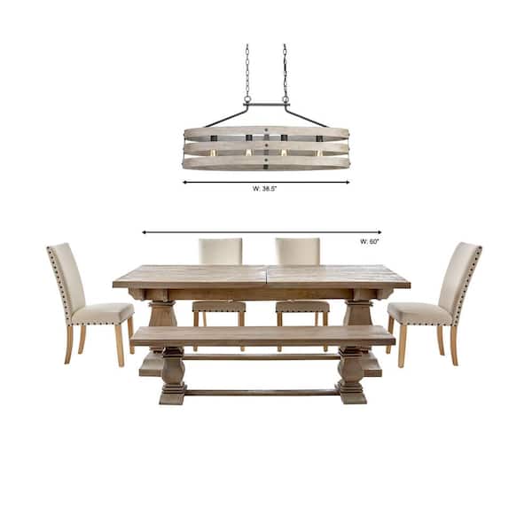Gulliver Collection 38-1/2 in. Coastal 4-Light Graphite Coastal Linear Chandelier Light with Weathered Driftwood Frame
