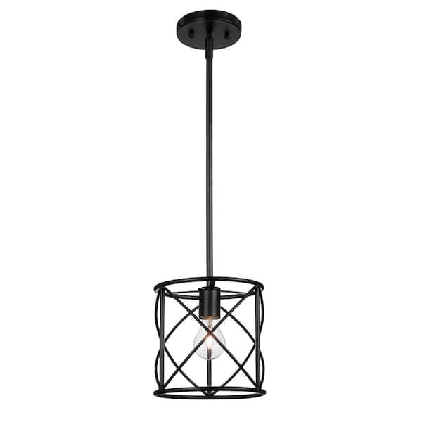 Hastings 60-Watt 1-Light Satin Bronze Pendant with Cage Shade
