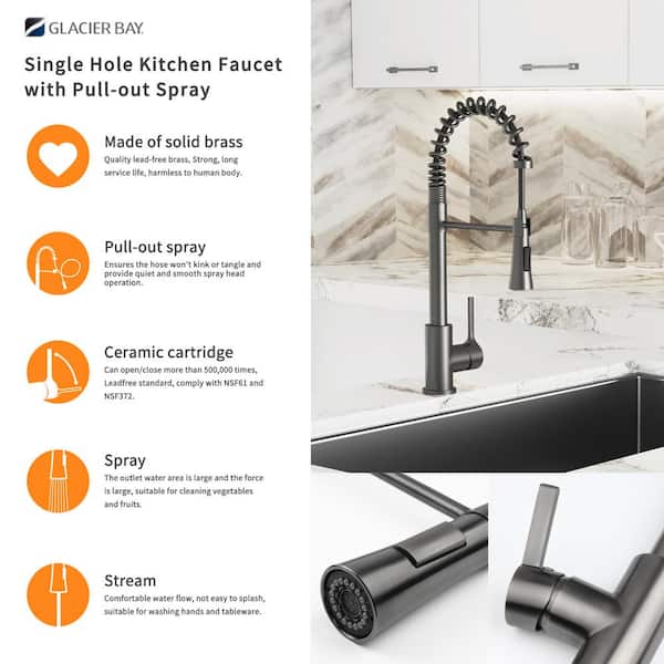 Gunmetal Black Stainless Steel 30 in. 18 Gauge Single Bowl Dual Mount Kitchen Sink with Black Spring Neck Faucet