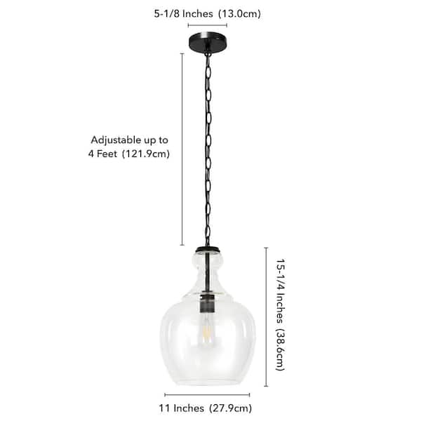 Verona 1-Light Blackened Bronze Pendant with Clear Glass Shade