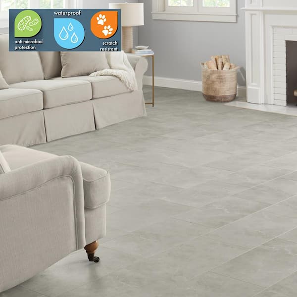 Bexar Marble 12 MIL x 12 in. W x 24 in. L Click Lock Waterproof Vinyl Tile Flooring (23.8 sqft/case)