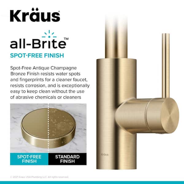 Oletto Single Handle Pull Down Sprayer Kitchen Faucet in Spot Free Antique Champagne Bronze