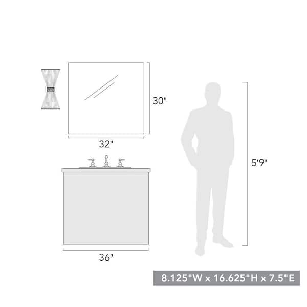 Avon 16.625 in. 1-Light Matte Black Wall Sconce