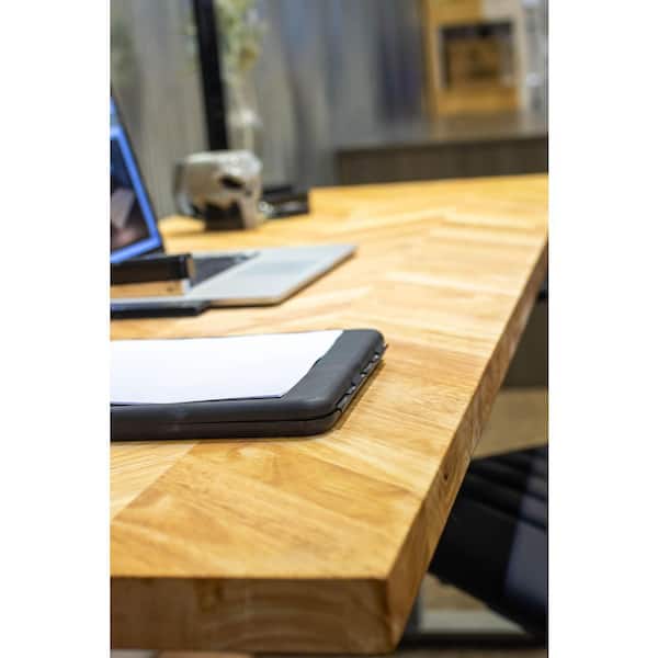 6 ft. L x 25 in. D Unfinished Hevea Chevron Solid Wood Butcher Block Countertop With Square Edge