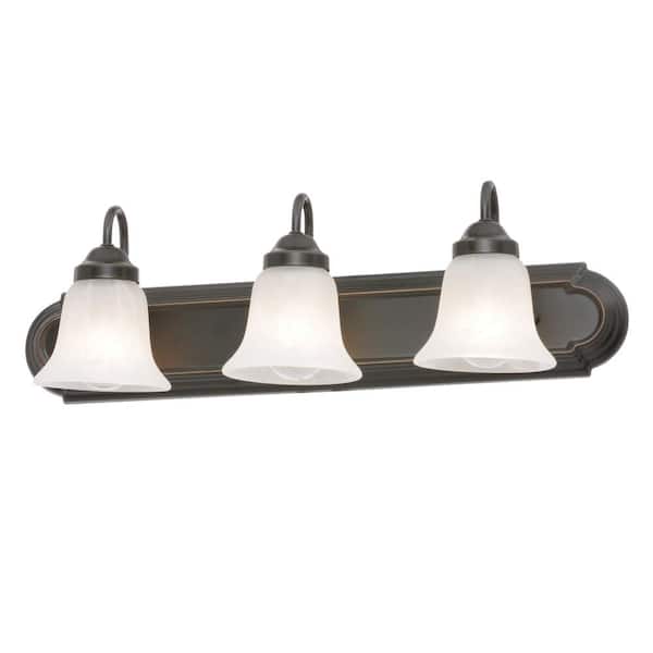 Solvang 24 in. 3-Light Antique Bronze Traditional Bathroom Vanity Light with Alabaster Glass