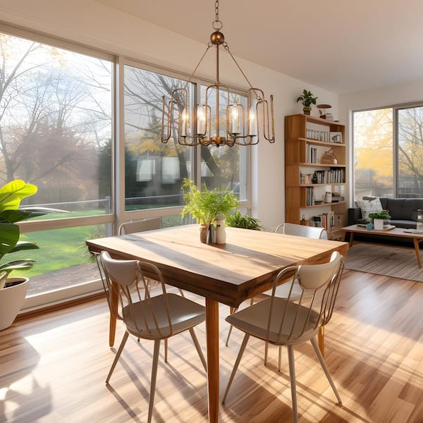 Antique Gold Dining Room Chandelier, 6-Light Modern Farmhouse Bedroom Ceiling Chandelier Light Fixture