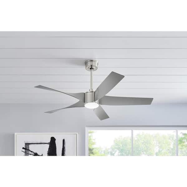 Sky Parlor 56 in. LED Indoor Brushed Nickel Ceiling Fan with Light