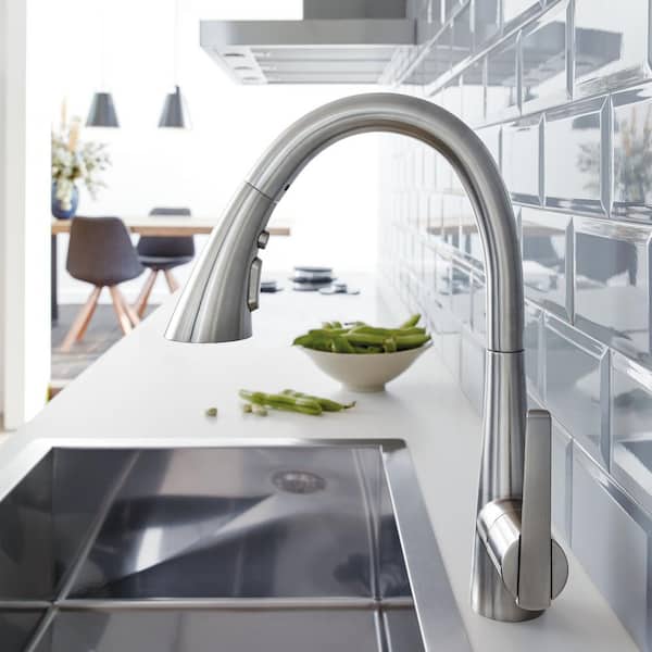 Zedra Single-Handle Pull-Out Sprayer Kitchen Faucet with Swivel Spout in SuperSteel Infinity Finish