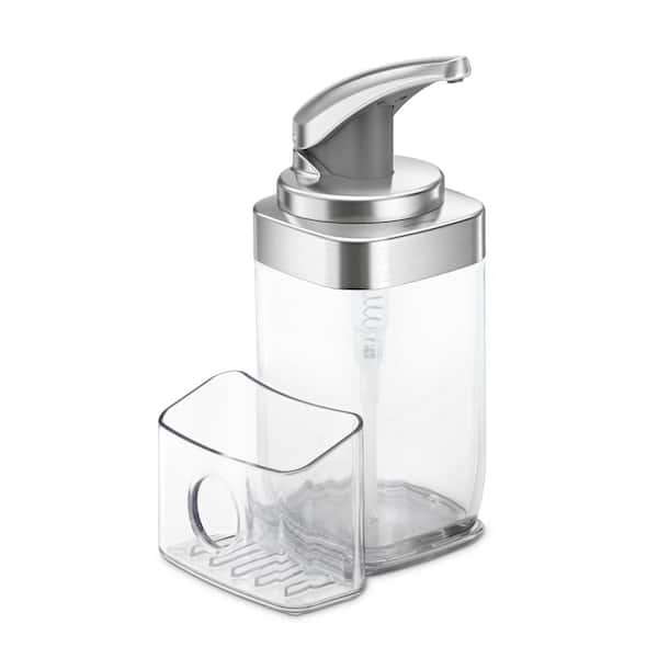 22 fl. oz. Square Push Soap Pump with Sponge Caddy, Brushed Nickel
