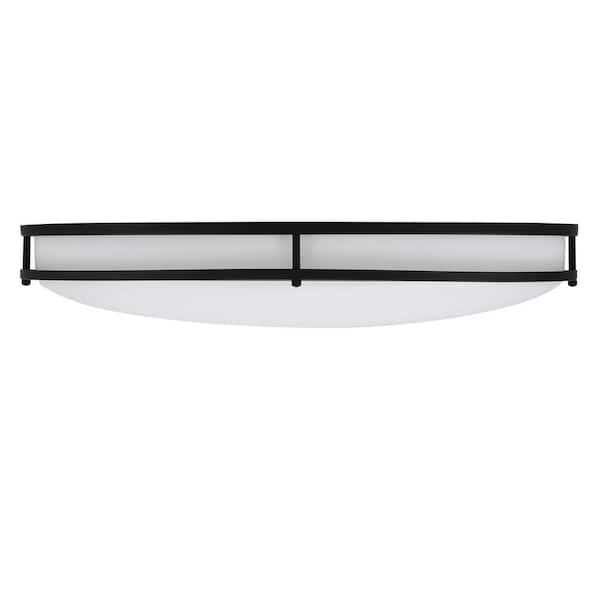 32 in. Oval Matte Black Integrated 3000K CCT LED Ceiling Light Flush Mount