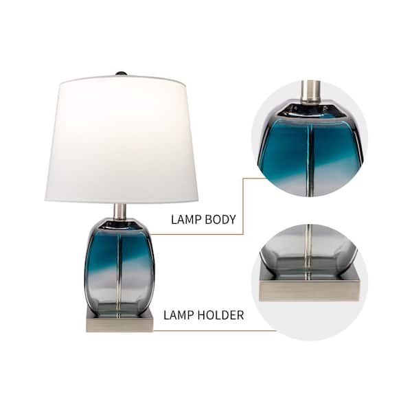 Richmond 20.5 in. Blue Table Lamp Set with USB (Set of 2)