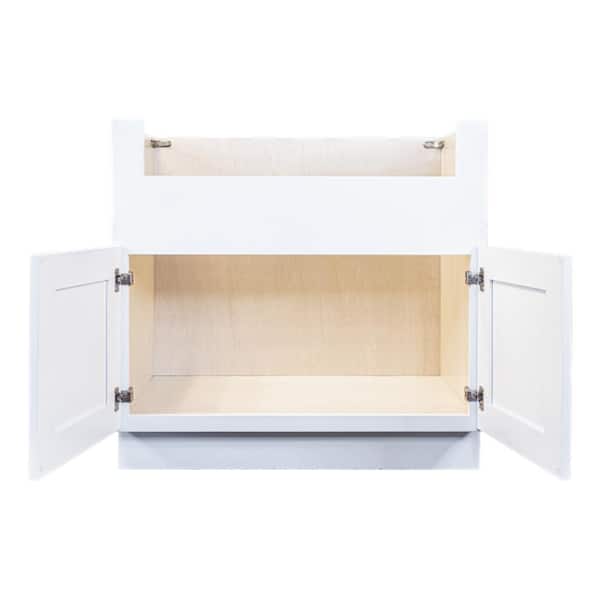 Lancaster White Plywood Shaker Stock Assembled Farm Sink Base Kitchen Cabinet 36 in. W. x 34.5 in. H x 24 in. D
