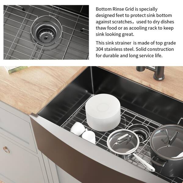 Gunmetal Black Stainless Steel 33 in. 18-Gauge Single Bowl Farmhouse Front Kitchen Sink