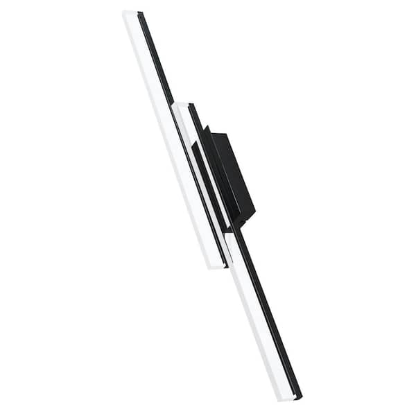 Palmital 1 34.625 in. W x 3 in. H Matte Black LED Flush Mount with Slim Satin Glass Panels