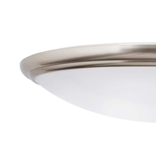 14 in. Light Brushed Nickel and Oil-Rubbed Bronze Adjustable CCT Integrated LED Flush Mount with Interchangeable Trim