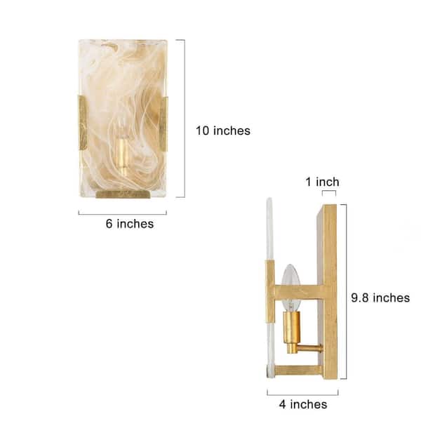 1-Light Modern Antique Gold Leaf Wall Sconce, Cloud-Like Glass Bedroom Wall Light, Mid-Century Modern Light Fixture