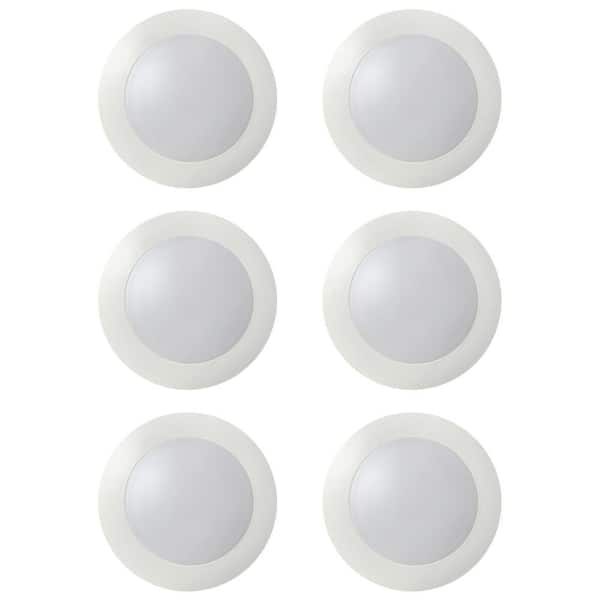 7.5 in. White Integrated LED Miniature Disk Flush Mount Ceiling Light Fixture (6-Pack)