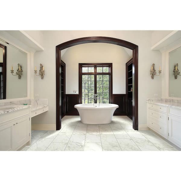 Carrara 12 in. x 24 in. Polished Porcelain Floor and Wall Tile (16 sq. ft./Case)