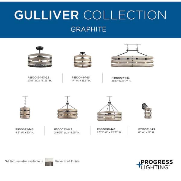Gulliver 8-1/2 in. 1-Light Graphite Coastal Drum Mini-Pendant with Weathered Gray Wood Accents