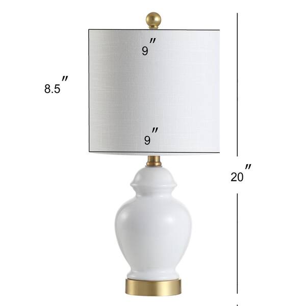 Perry 20 in. White/Brass Gold Ceramic/Metal LED Table Lamp