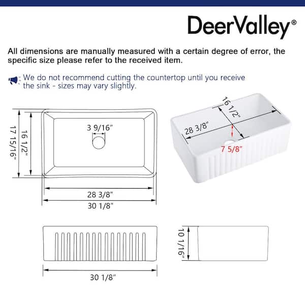 Harvest White Ceramic 30 in. L x 18 in. W Rectangular Single Bowl Farmhouse Apron Kitchen Sink with Grid and Strainer