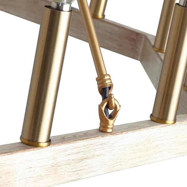 39.4 in. 16-Light Farmhouse Brushed Gold Wagon Wheel Candle Chandelier Geometric Industrial Pendant Lighting