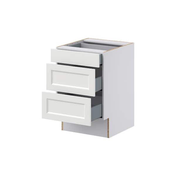 Alton Painted White Recessed Assembled 21 in.W x 32.5 in. H x 23.75 in. D ADA 3 Drawers Base Kitchen Cabinet
