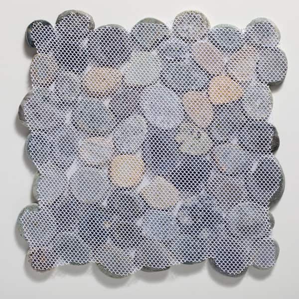 Sliced Pebble Tile River Grey 11-1/4 in. x 11-1/4 in. x 9.5 mm Mesh-Mounted Mosaic Tile (9.61 sq. ft. / case)