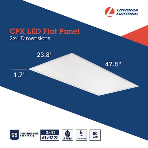 CPX 2 ft. x 4 ft. 128-Watt Equivalent Adjustable Lumens Integrated LED White Troffer Light with Switchable CCT with Whip
