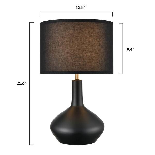 Kurvena 21.6 in. Black Table Lamp with Fabric Shade