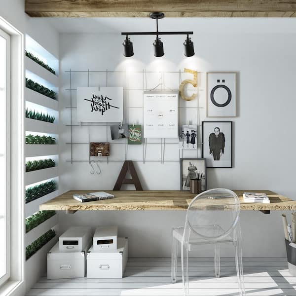 Black Modern Linear Fixed Track Lighting Kit Industrial 3-Light Kitchen Ceiling Light Fixture with Adjustable Heads