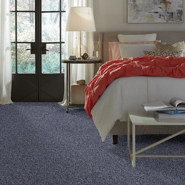 Charming - Sapphire - Blue 24 oz. Polyester Twist Installed Carpet