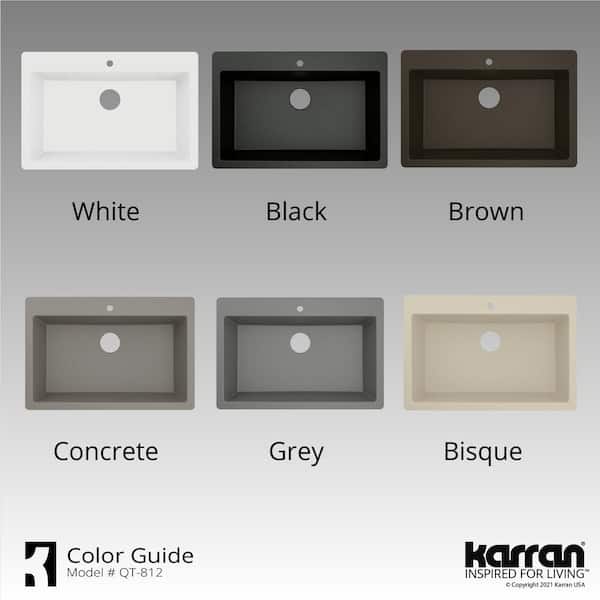 QT-812 Quartz 33 in. Large Single Bowl Drop-In Kitchen Sink in White