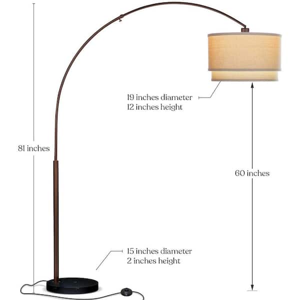 Mason 81 in. Bronze LED Arc Floor Lamp with Drum Shade